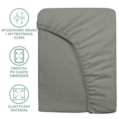 Prześcieradło z bawełny frotte z gumką 180x200 kolor szary PREMIUM