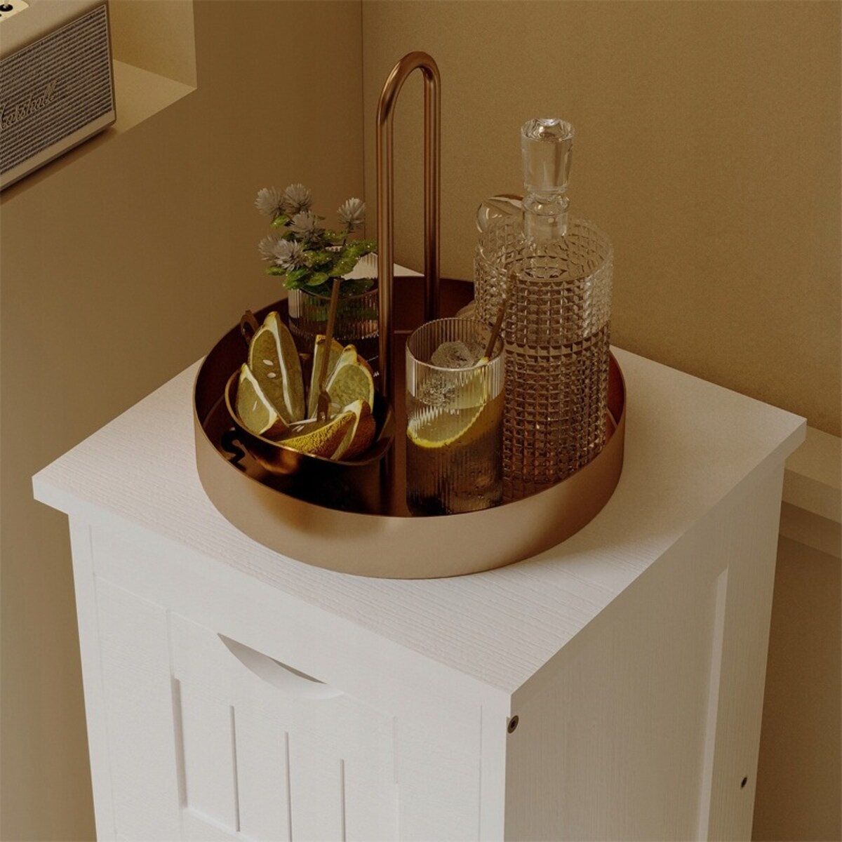 Regał łazienkowy wąska komoda z szufladami biała łazienki na ręczniki loft