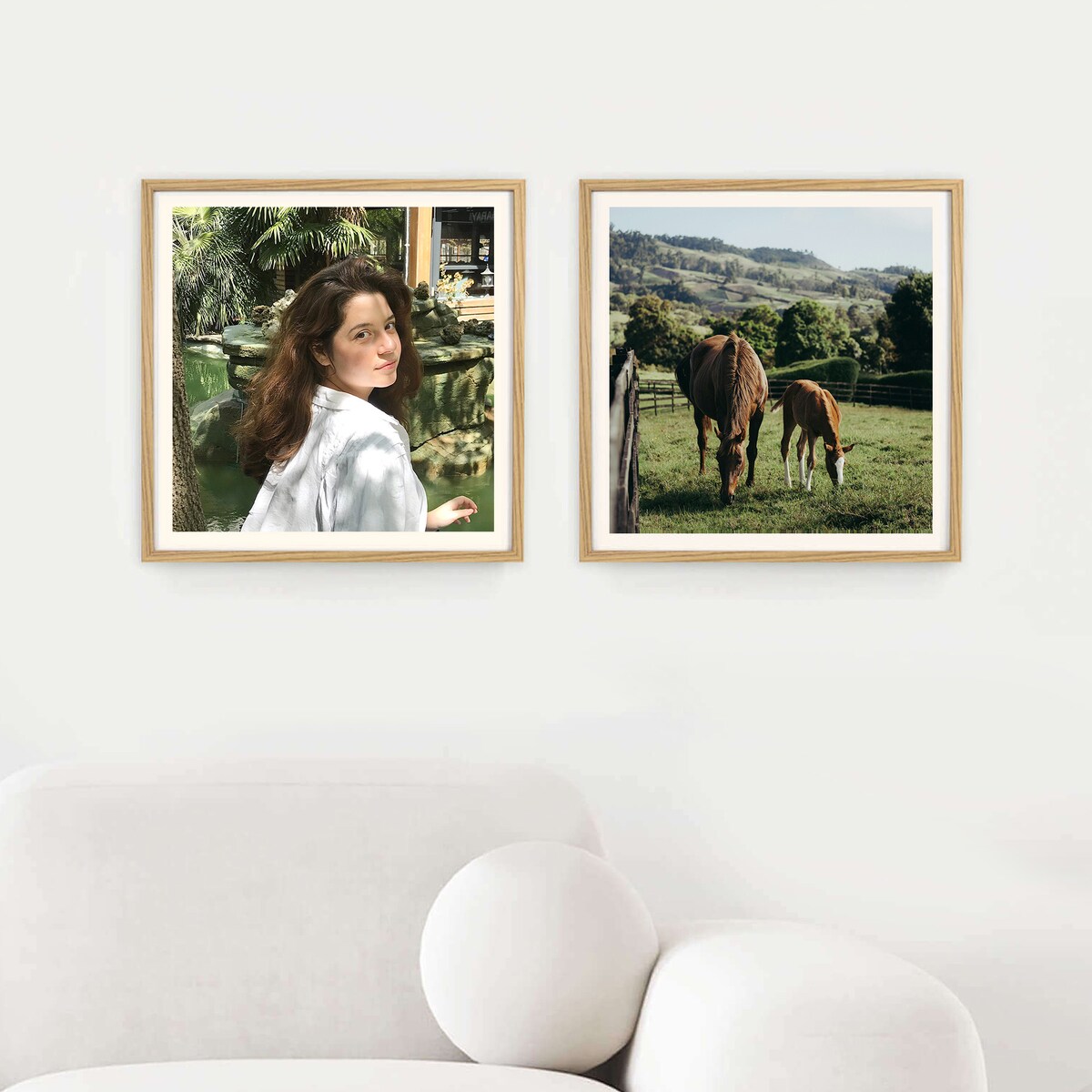 Brązowa ramka na zdjęcia 50x50 cm wisząca rama MDF z plexi klasyczna ramka kwadratowa