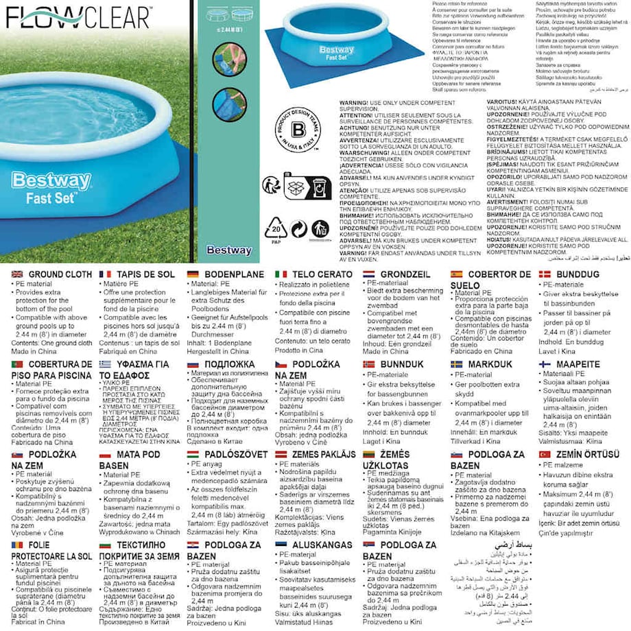 Bestway Mata pod basen Flowclear, 274 x 274 cm