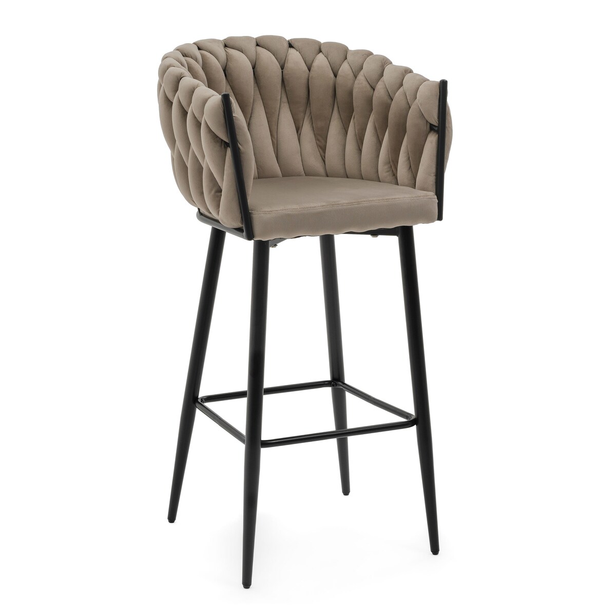 Hoker tapicerowany welurowy pleciony do salonu jadalni barowy glamour LATINA