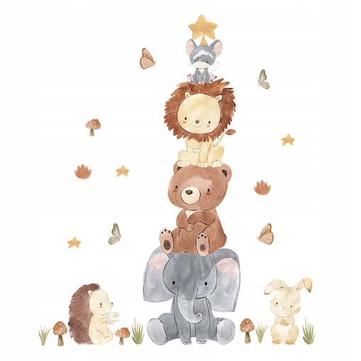 naklejki na ścianę do pokoju dziecka, sipo, piramida zwierzątka