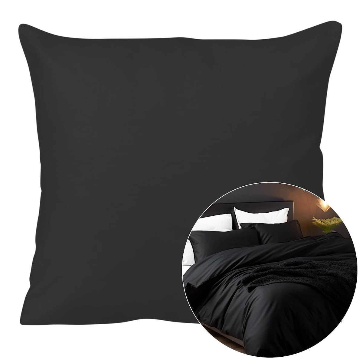 Poszewka satynowa 40x40 kolor Czarny