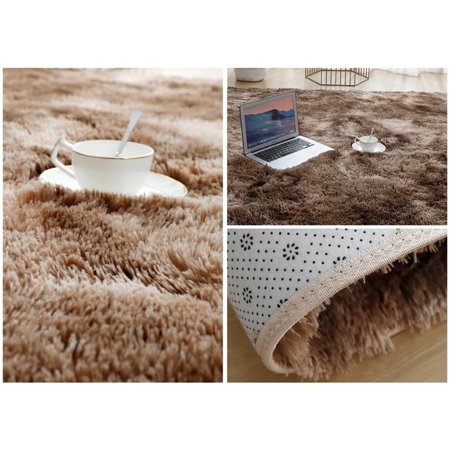 Dywan brązowy pluszowy mięciutki rabbit shaggy włochacz 150x100 cm xl gruby