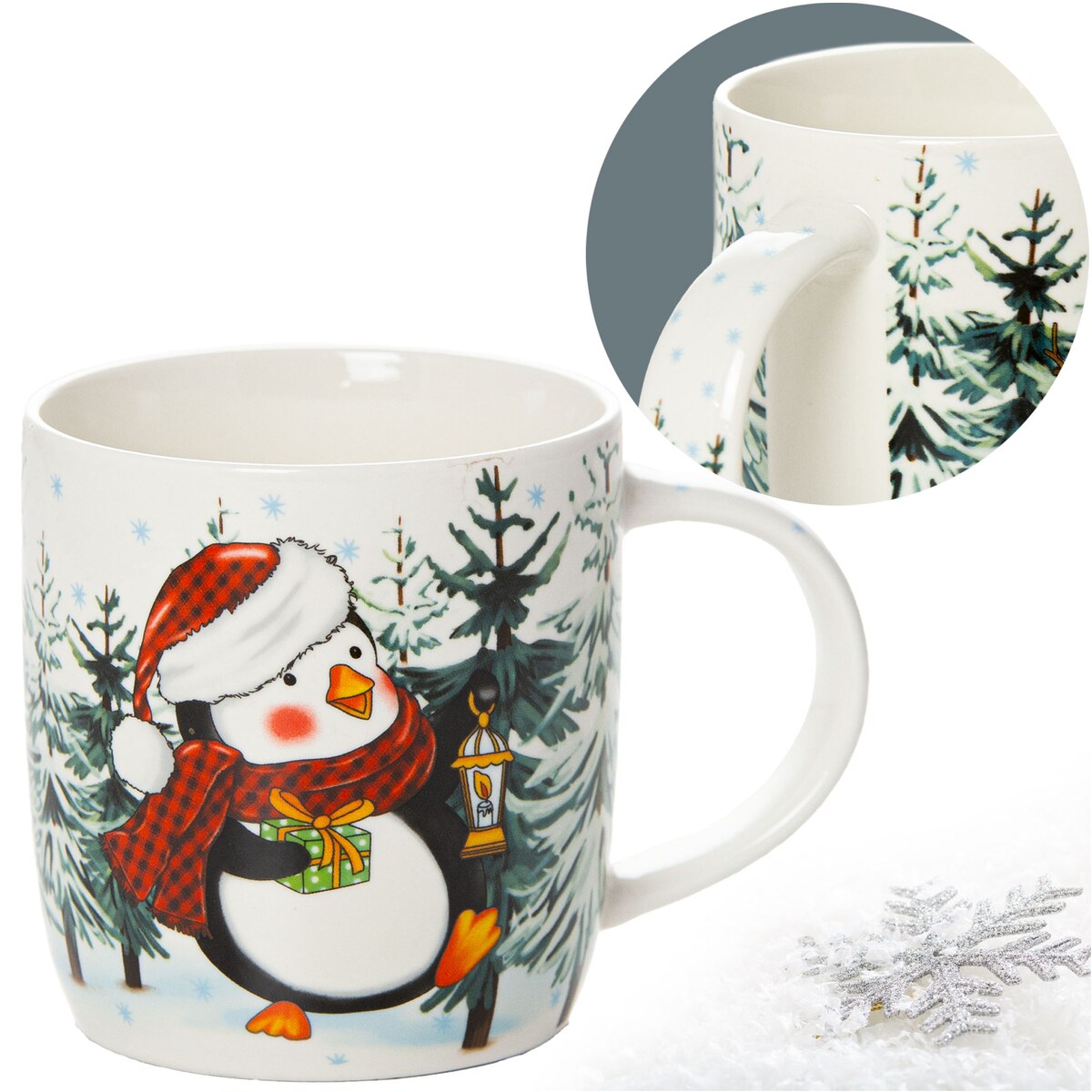 Kubek Świąteczny Ceramiczny Na Prezent 370 Ml Boże Narodzenie Pingwin