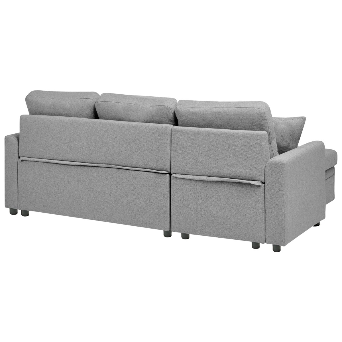 Narożnik rozkładany NASSJO Len syntetyczny Szary dla 3 osób Prawostronny