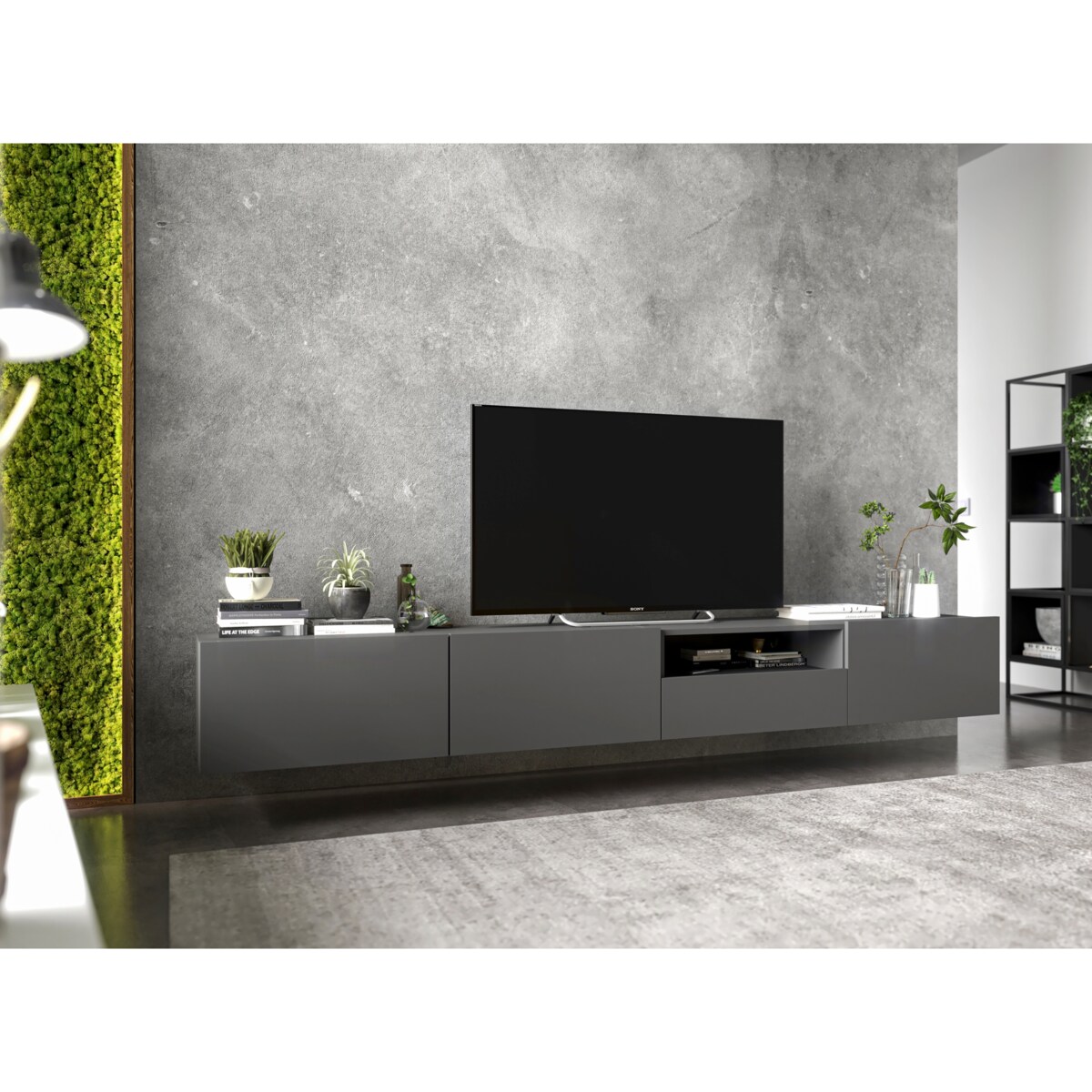 Wisząca Szafka RTV Komoda Loft Grafit MAT szuflada 120 cm