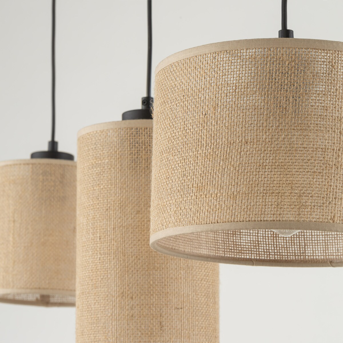 Lampa wisząca JUTA 4954 TK Lighting 3xE27 czarna z jutą regulowana vintage do salonu i jadalni