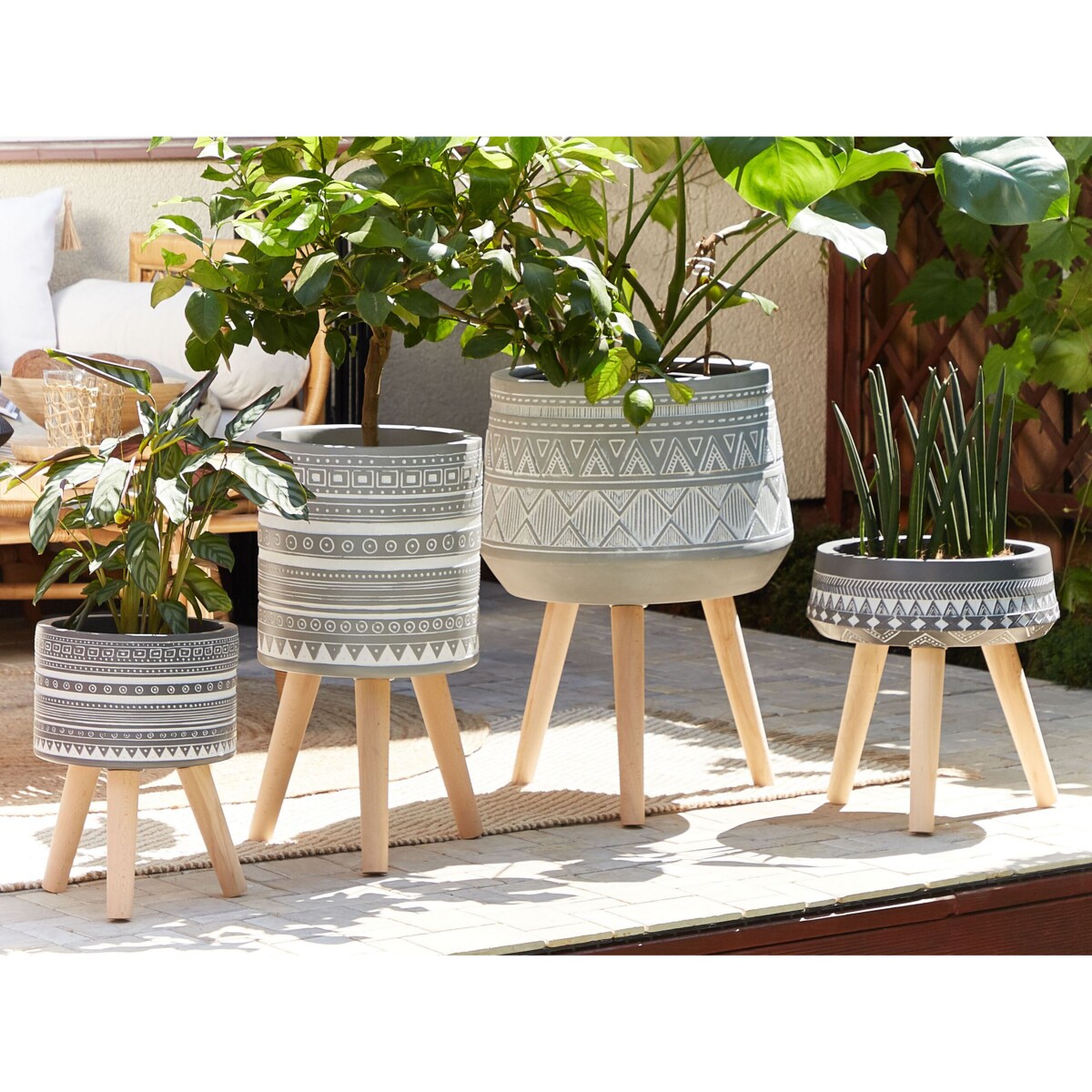 Doniczka na stojaku 30 x 30 x 55 cm jasnoszara NAUSA