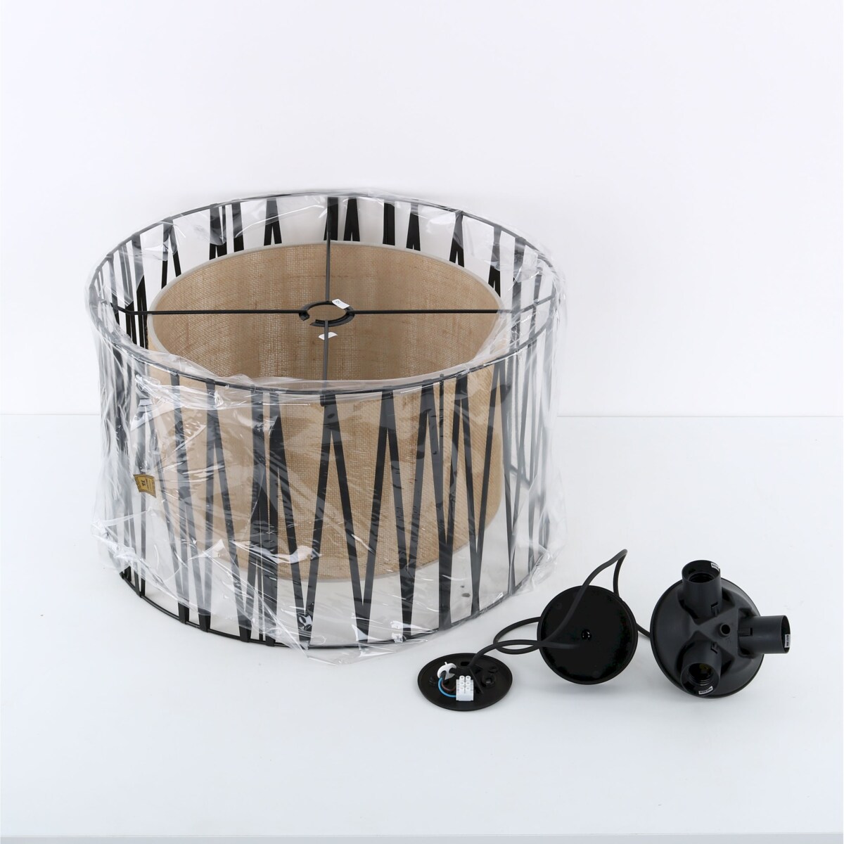 Lampa wisząca TK Lighting Harmony Nature 4557, 3xE27, juta, czarno-brązowa, śr. 50 cm, regulowana wysokość 120 cm