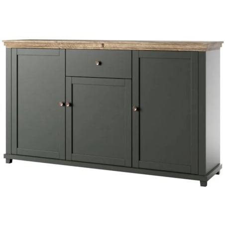 Komoda EVORA 3D1S 160 zielona mat/dąb lefkas