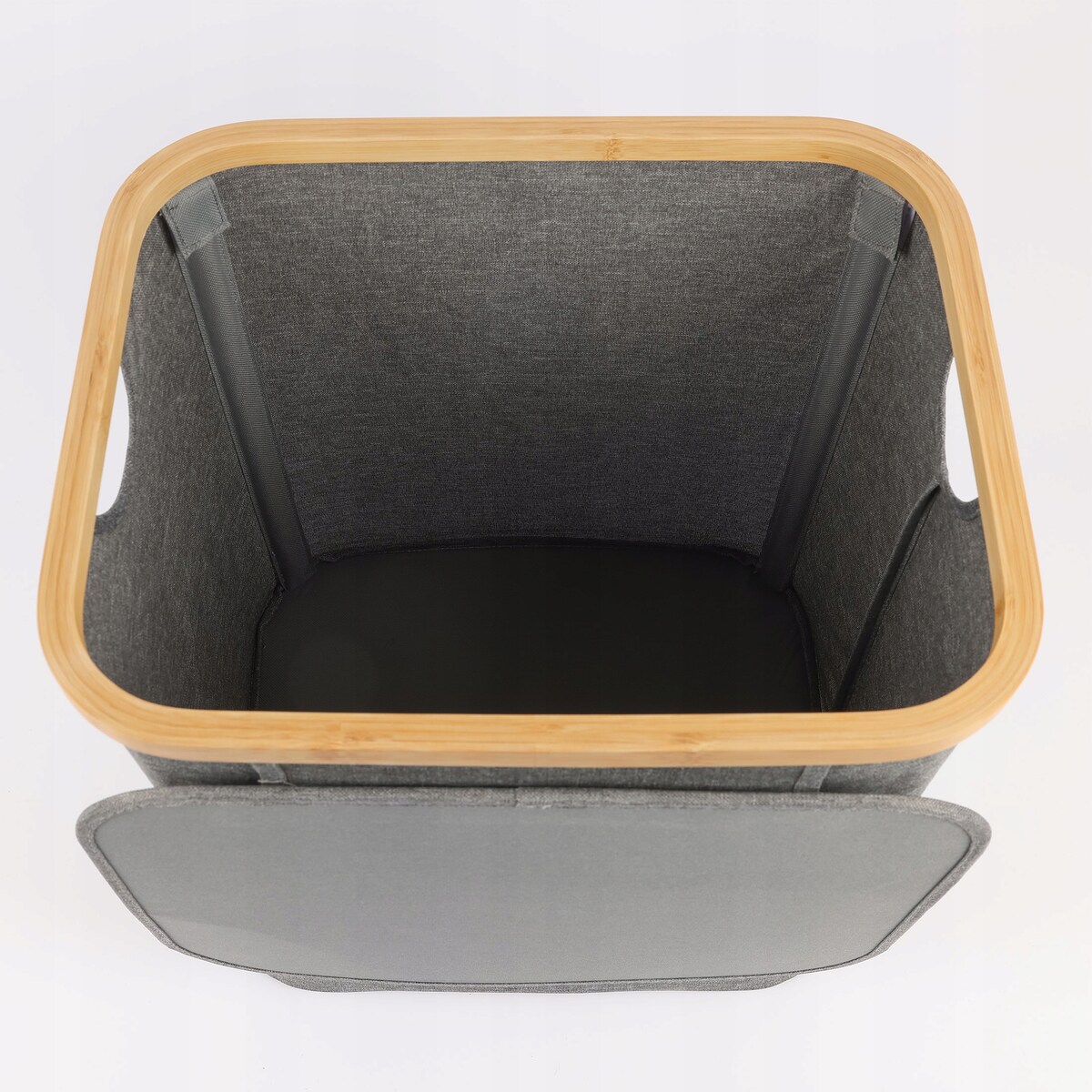 Kosz na pranie 60 L BAMBUSOWY składany szary