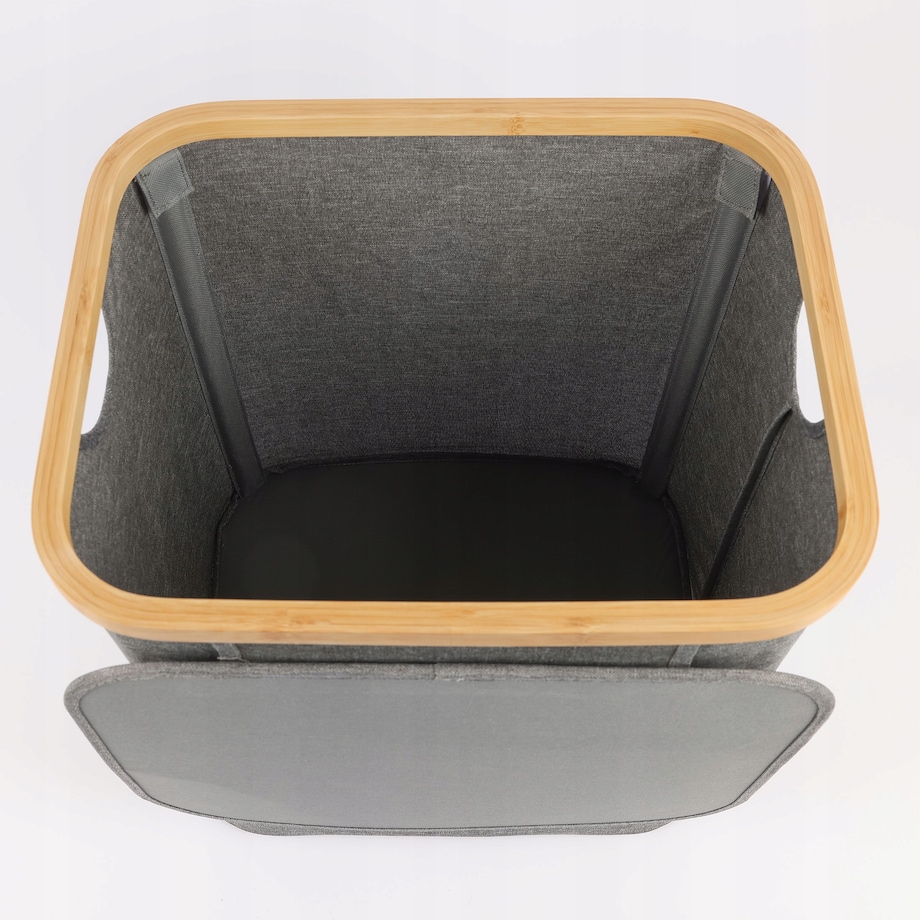 Kosz na pranie 60 L BAMBUSOWY składany szary