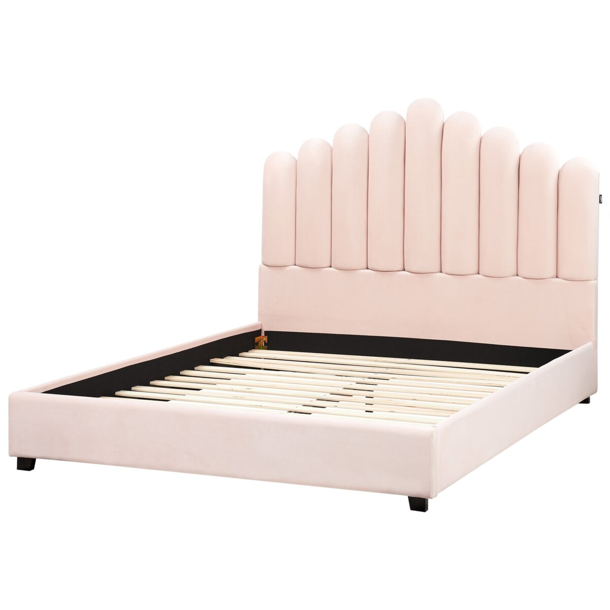 Łóżko Welur VINCENNES 140 x 200 cm Pastelowy róż