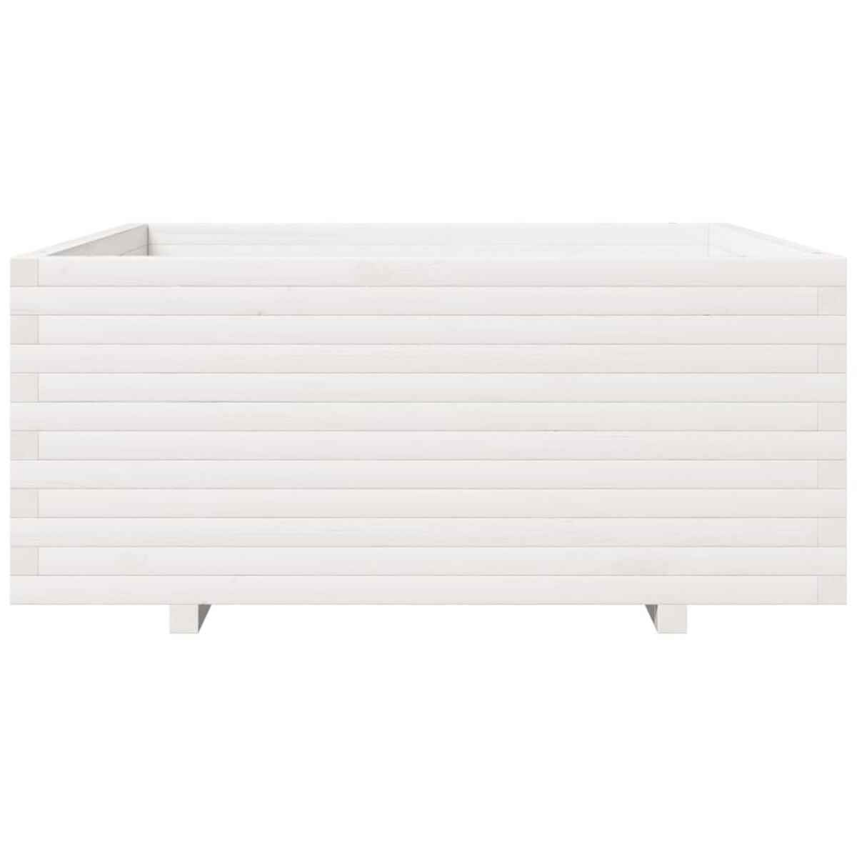 vidaXL Donica ogrodowa, biała, 110x110x49,5 cm, lite drewno sosnowe