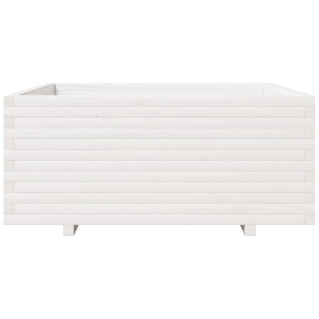 vidaXL Donica ogrodowa, biała, 110x110x49,5 cm, lite drewno sosnowe