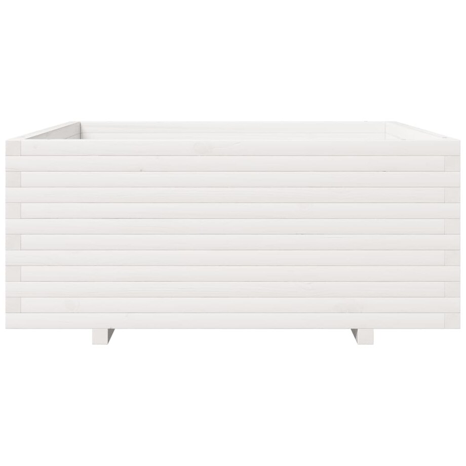 vidaXL Donica ogrodowa, biała, 110x110x49,5 cm, lite drewno sosnowe