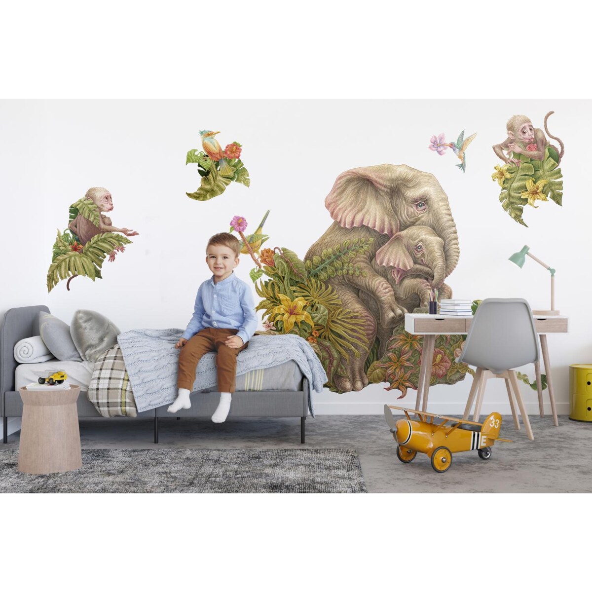 Zestaw naklejek na ścianę, Tropikalne liście, 80cm