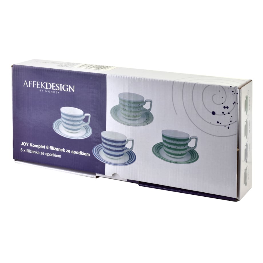 JOY Komplet 6 filiżanek ze spodkiemzielone 210ml