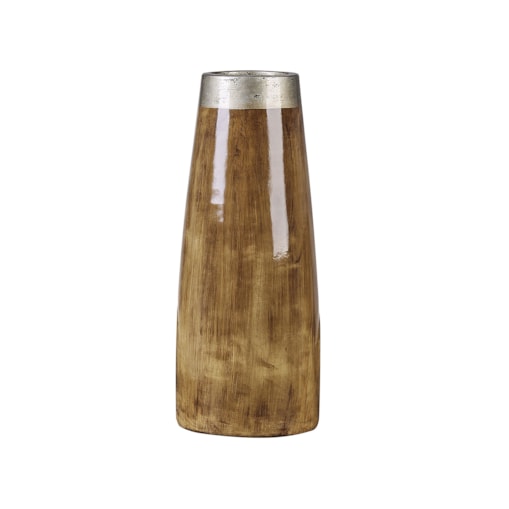 Wazon dekoracyjny z terakoty ciemne drewno CYRENE