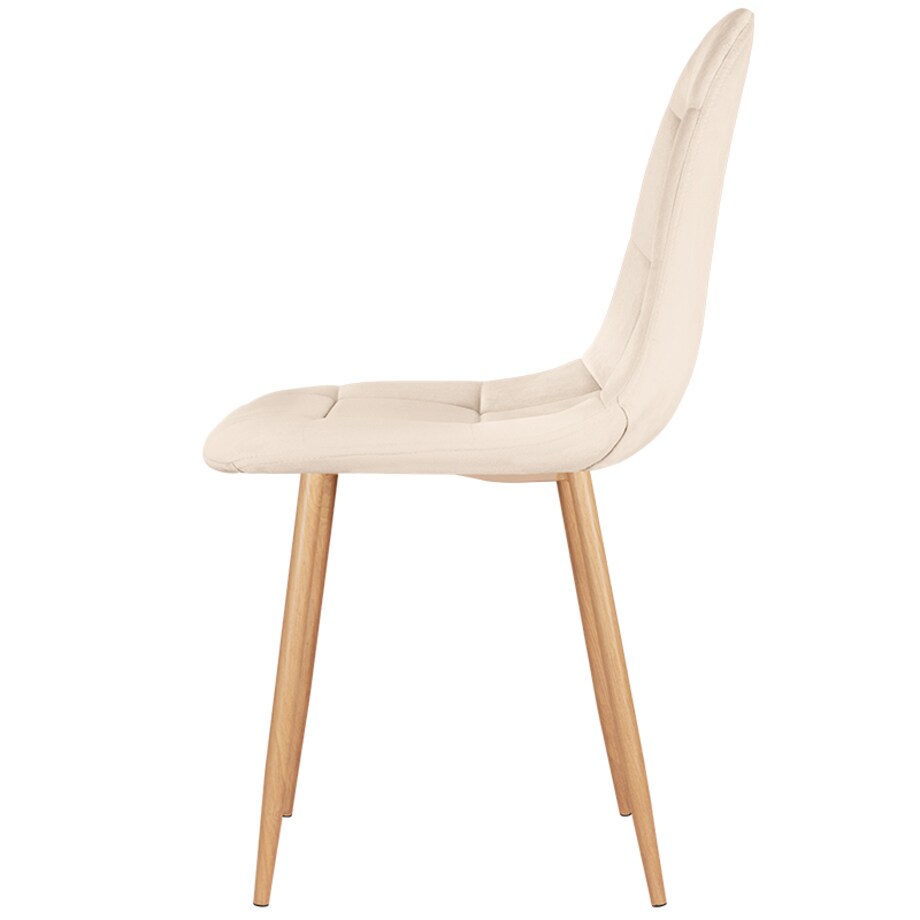 Krzesło tapicerowane welurowe beżowe do salonu jadalni pikowane