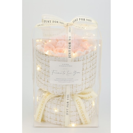 Bukiet zapachowych kwiatów mydlanych w pudełku na prezent, świecące LED BUK22