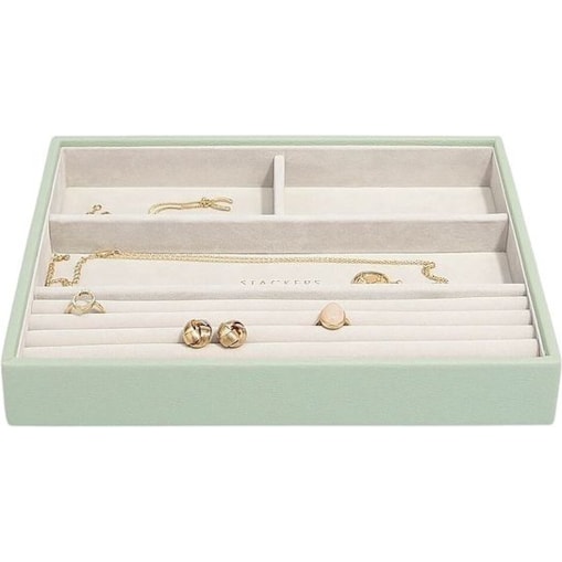 Szkatułka na biżuterię Stackers 4 komorowa classic zieleń szałwiowa