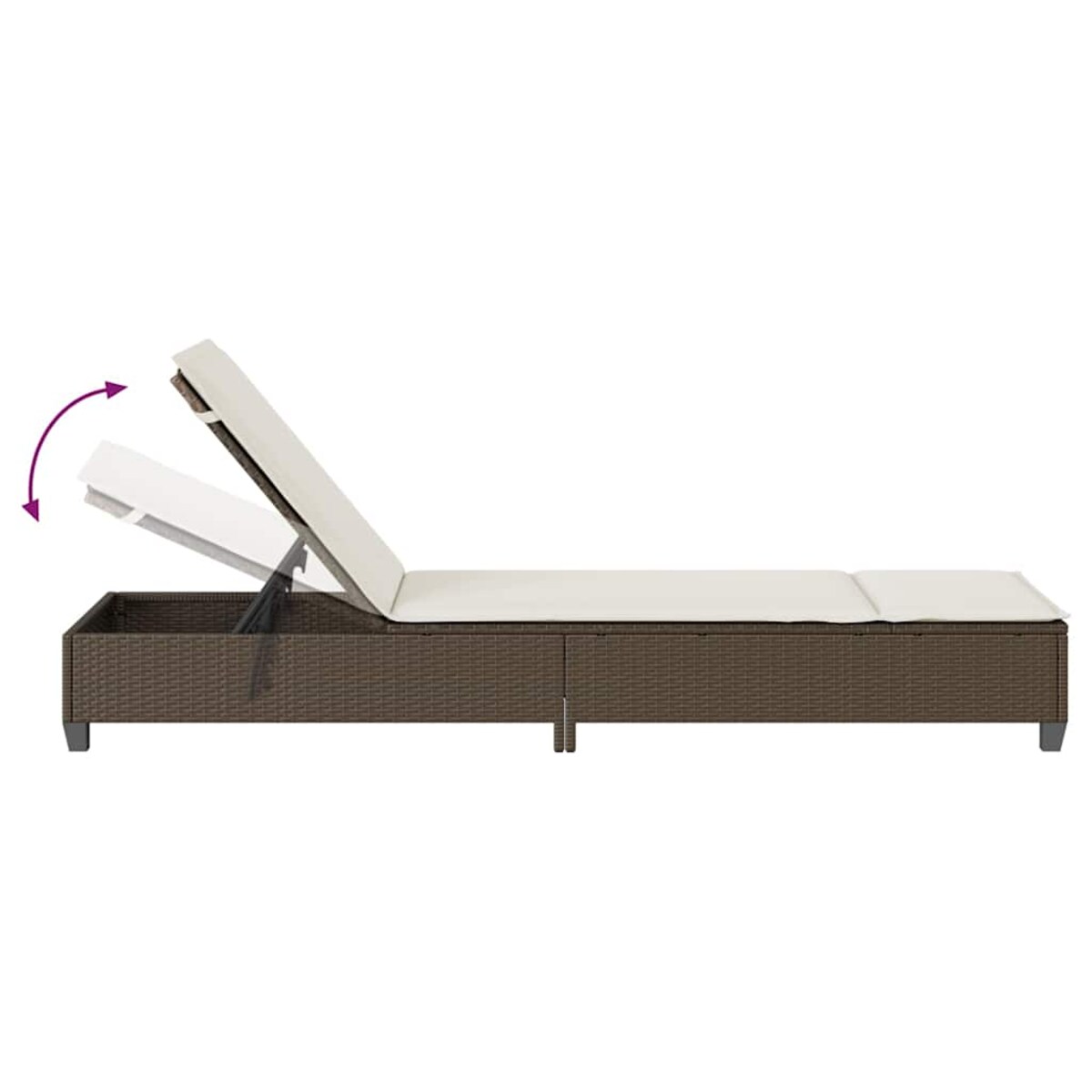 vidaXL Leżak z poduszkami Brązowy 55x200x25,5cm Polirattan