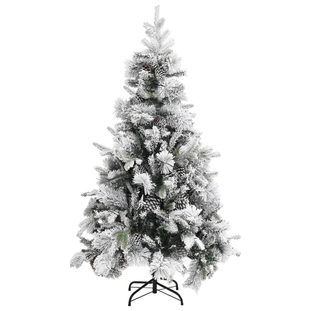 vidaXL Choinka flokowana śniegiem z szyszkami, 195 cm, PVC i PE