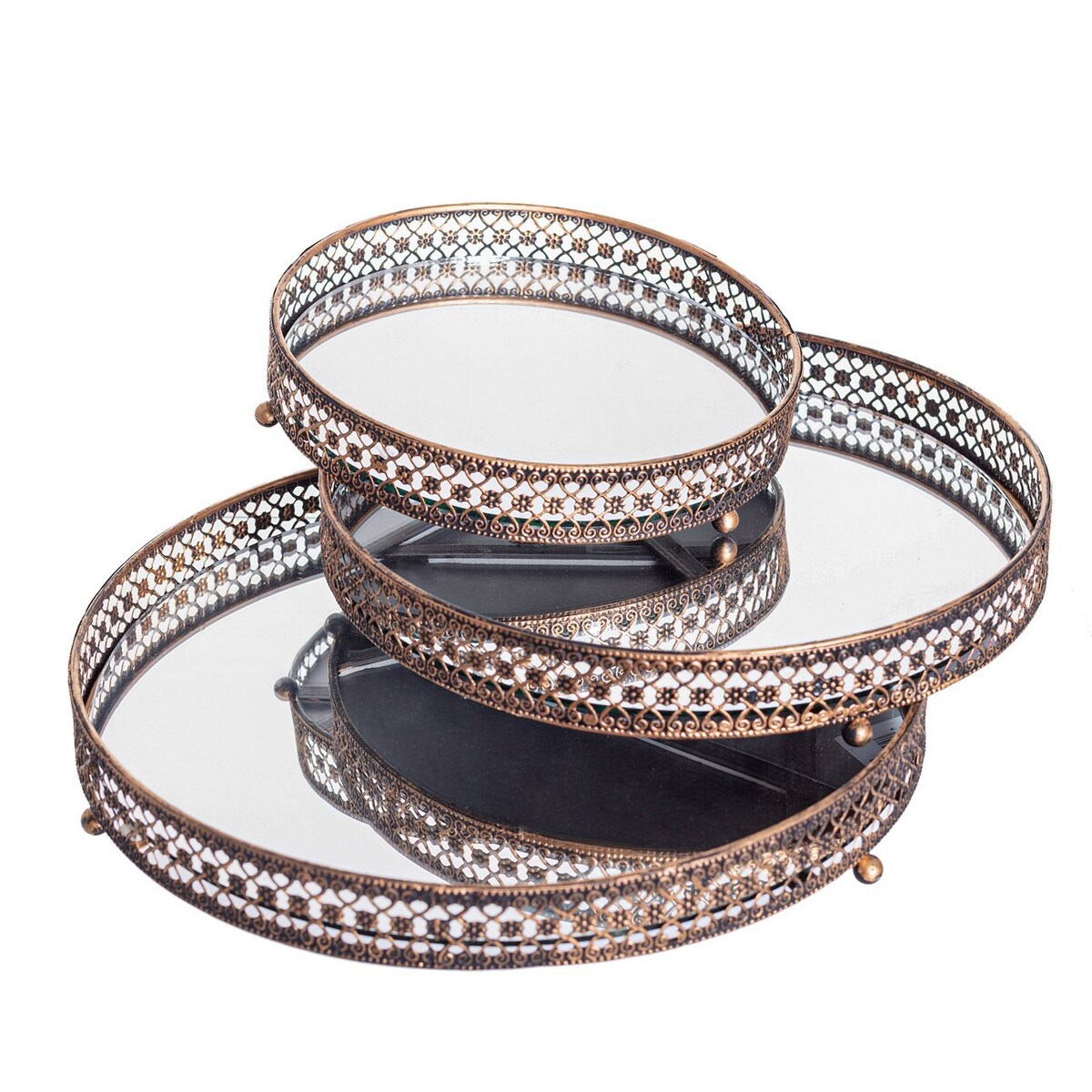 Komplet tac Edith 3szt. antique gold, ⌀19/25/28 x 4 cm