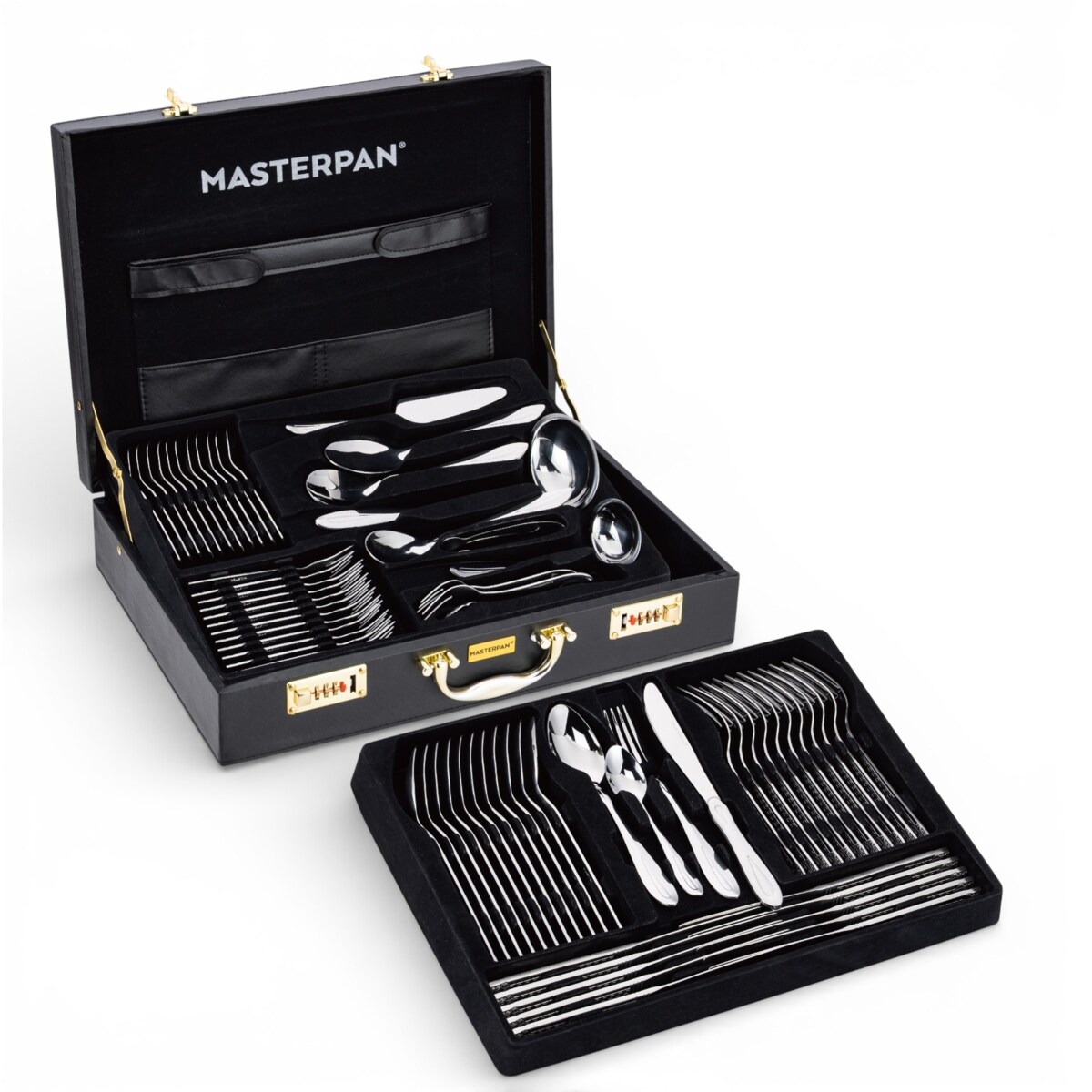 Zestaw sztućców w walizce 72 ELE na 12 osób sztućce komplet MASTERPAN MP-8010
