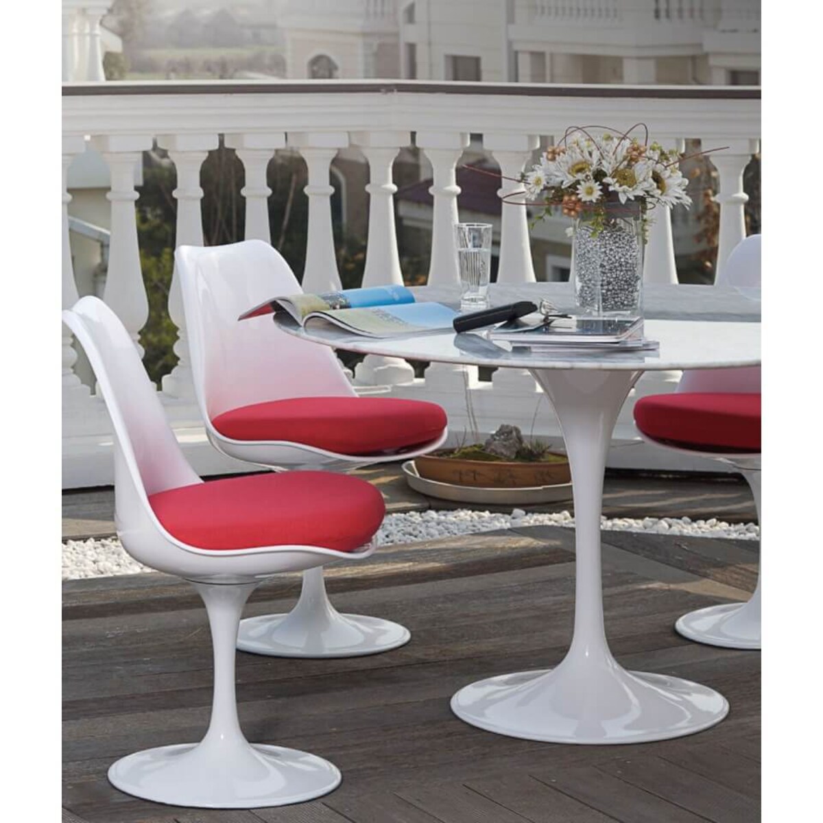 Okrągły stół Tulip GT-09M.FI120 King Home 120 cm marmurowy blat metal biały