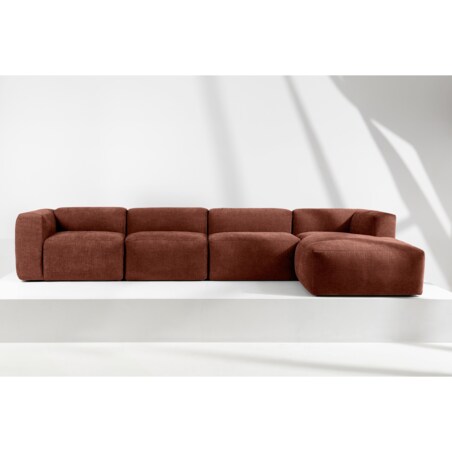 KONSIMO BUFFO Sofa narożna prawa 6-osobowa z wyjątkowo miękkim siedziskiem, kolor pomarańczowy