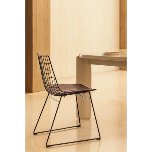 Krzesło metalowe, czarne z brązową poduszką Renee