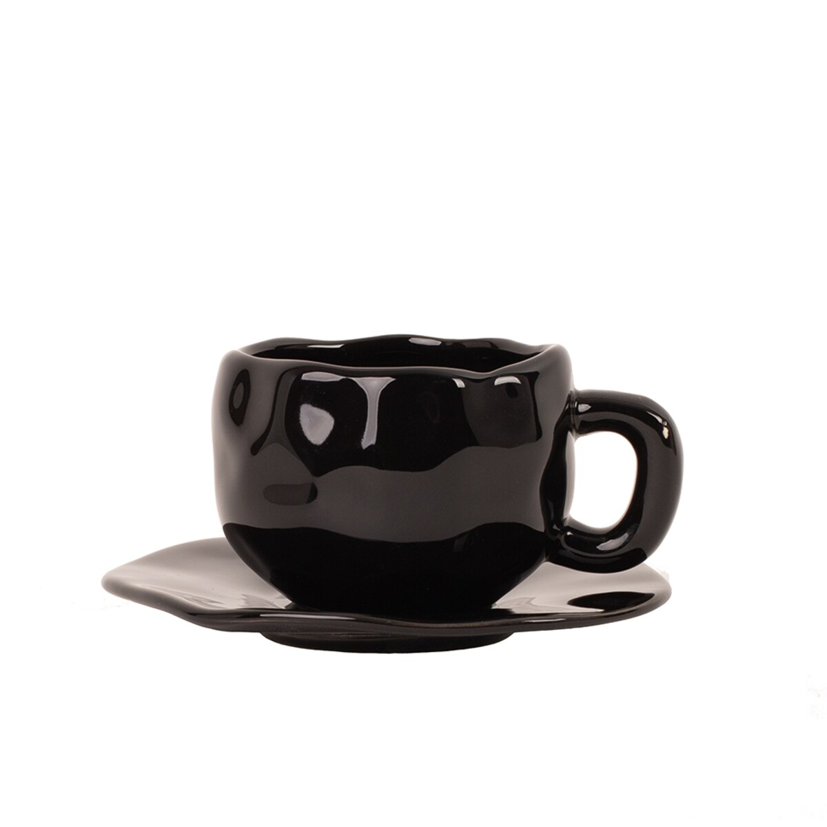 Filiżanka ze spodkiem SHP BIAŁA RÓŻA COCO czarna
