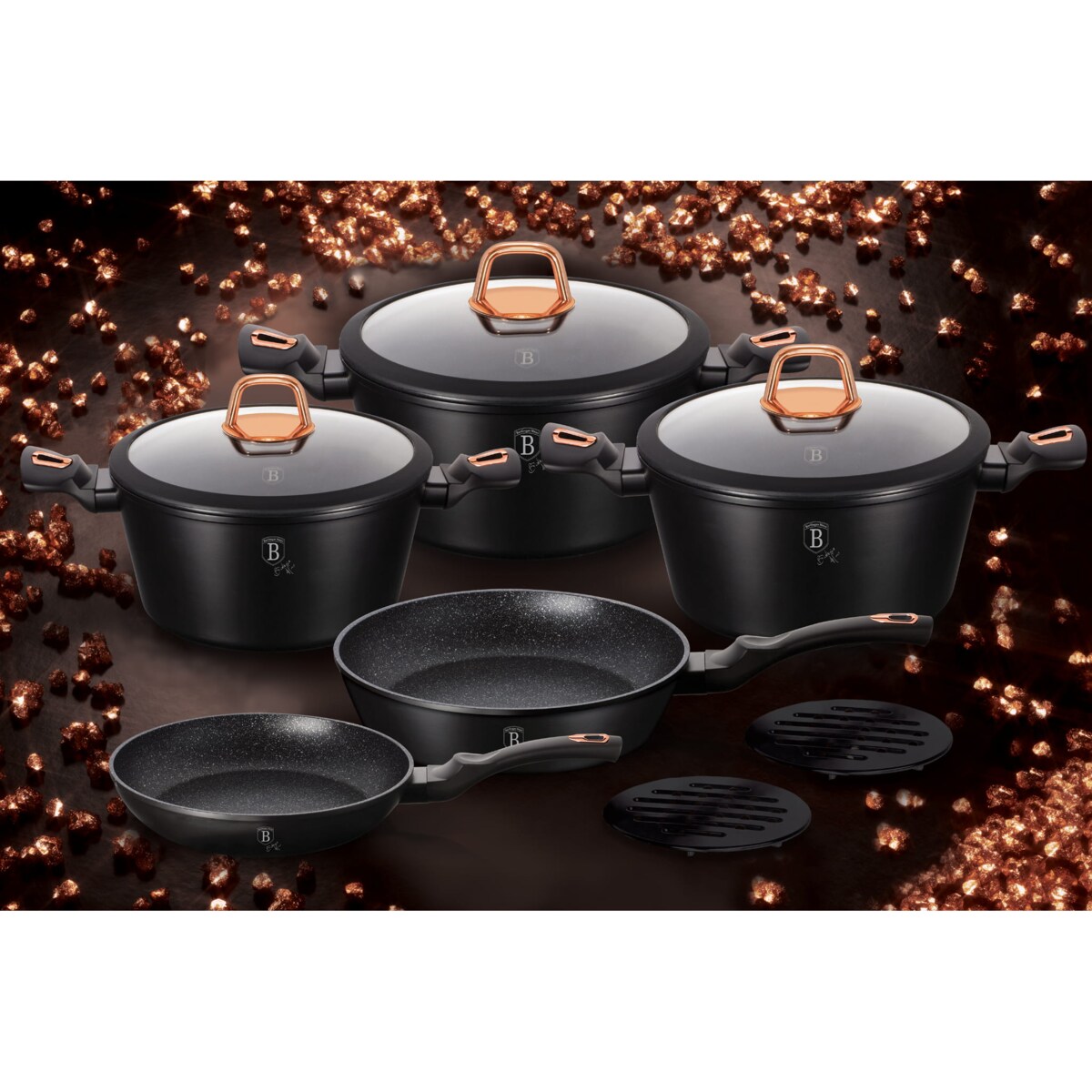 Zestaw 10 elementów garnki, patelnie, akcesoria Berlinger Haus BH-1645