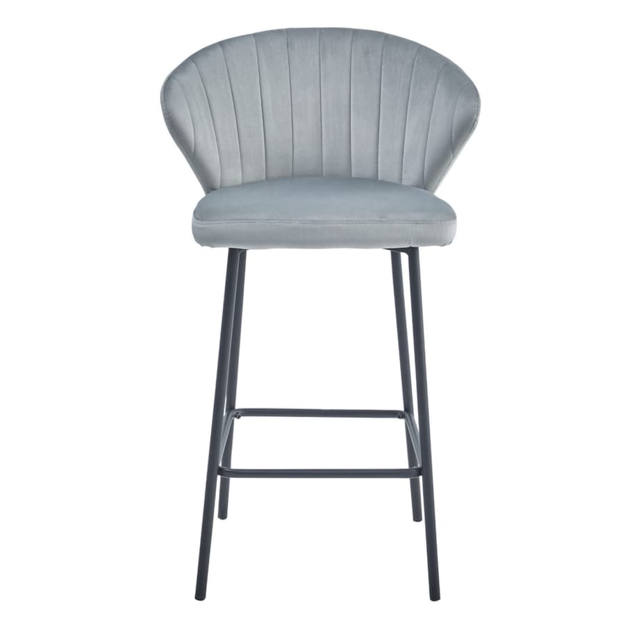 Hoker Do Jadalni Kuchni Baru Wysoki Gatta - Aksamit Srebrno-Szary / Nogi Czarne X 2