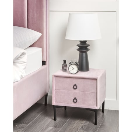 Szafka nocna welurowa różowa SEZANNE