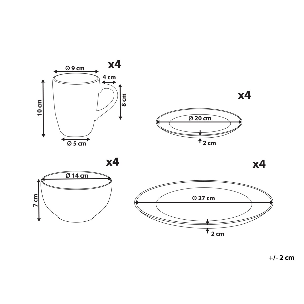 Zastawa stołowa 16-częściowa MARJORAM Porcelana Biały