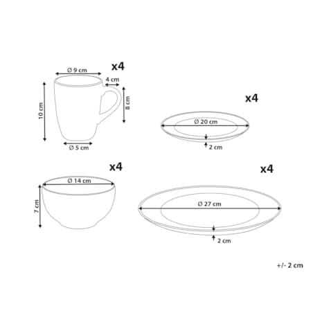Zastawa stołowa 16-częściowa MARJORAM Porcelana Biały