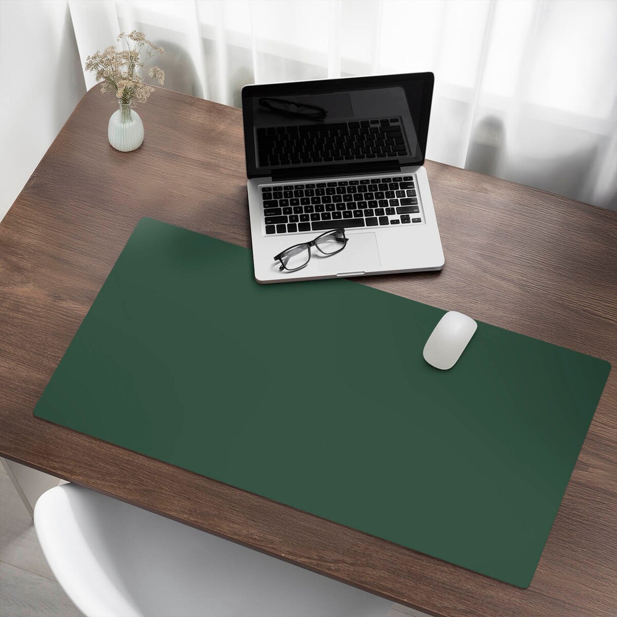 Zielona mata na biurko Kolor Ciemnozielony, 100x50 cm
