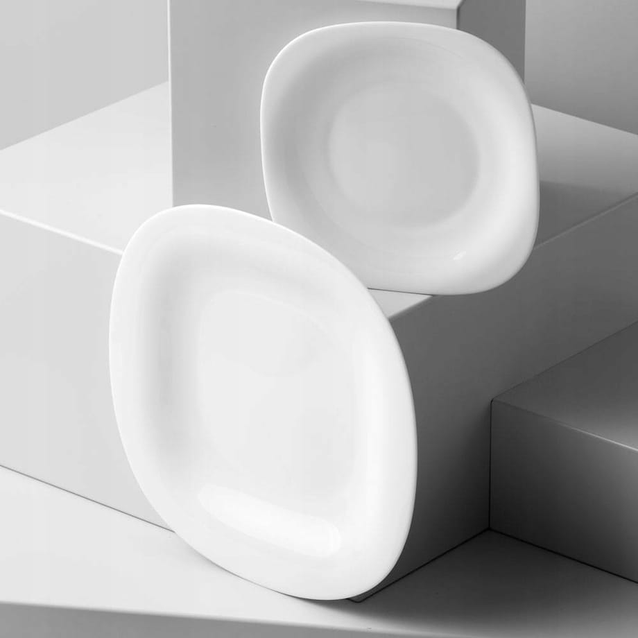 TALERZYKI DESEROWE BIAŁE kwadratowe CARINE LUMINARC talerze na desery 6 szt