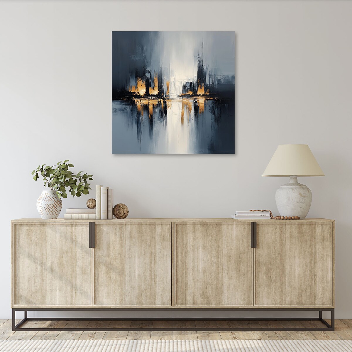 Feeby Obraz do salonu sypialni loft, Abstrakcja szary pomarańczowy 30x30