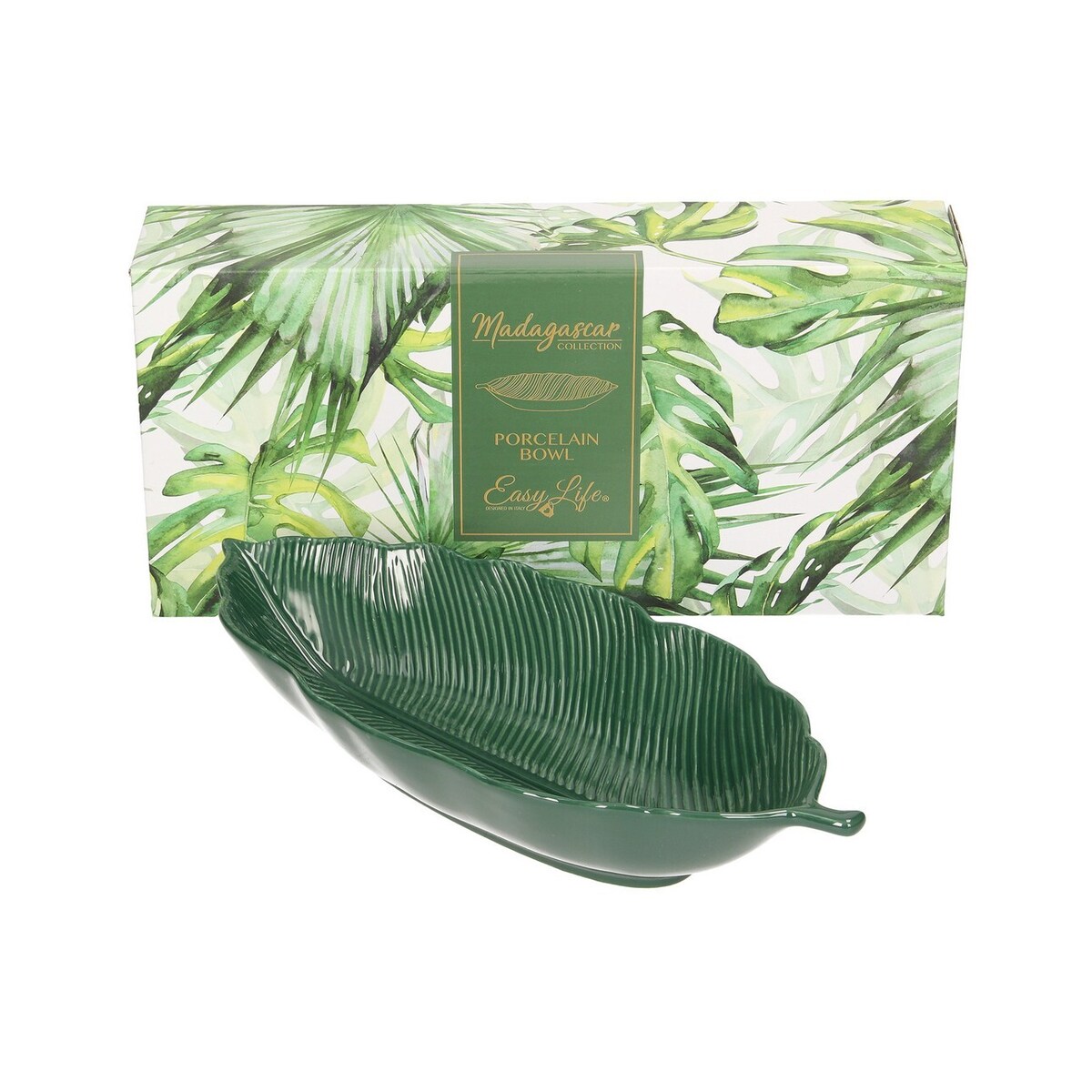 Miska Jungle Leaves green, 30 x 13 x 5 cm