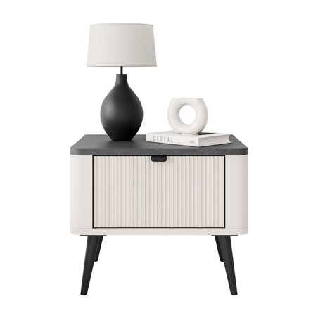 Szafka nocna AUTUMN 50x40x42 cm - laminat kaszmir, front MDF, metalowe nogi