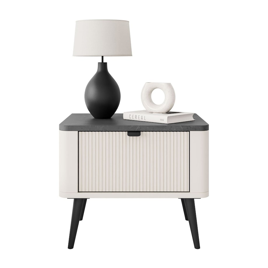 Szafka nocna AUTUMN 50x40x42 cm - laminat kaszmir, front MDF, metalowe nogi