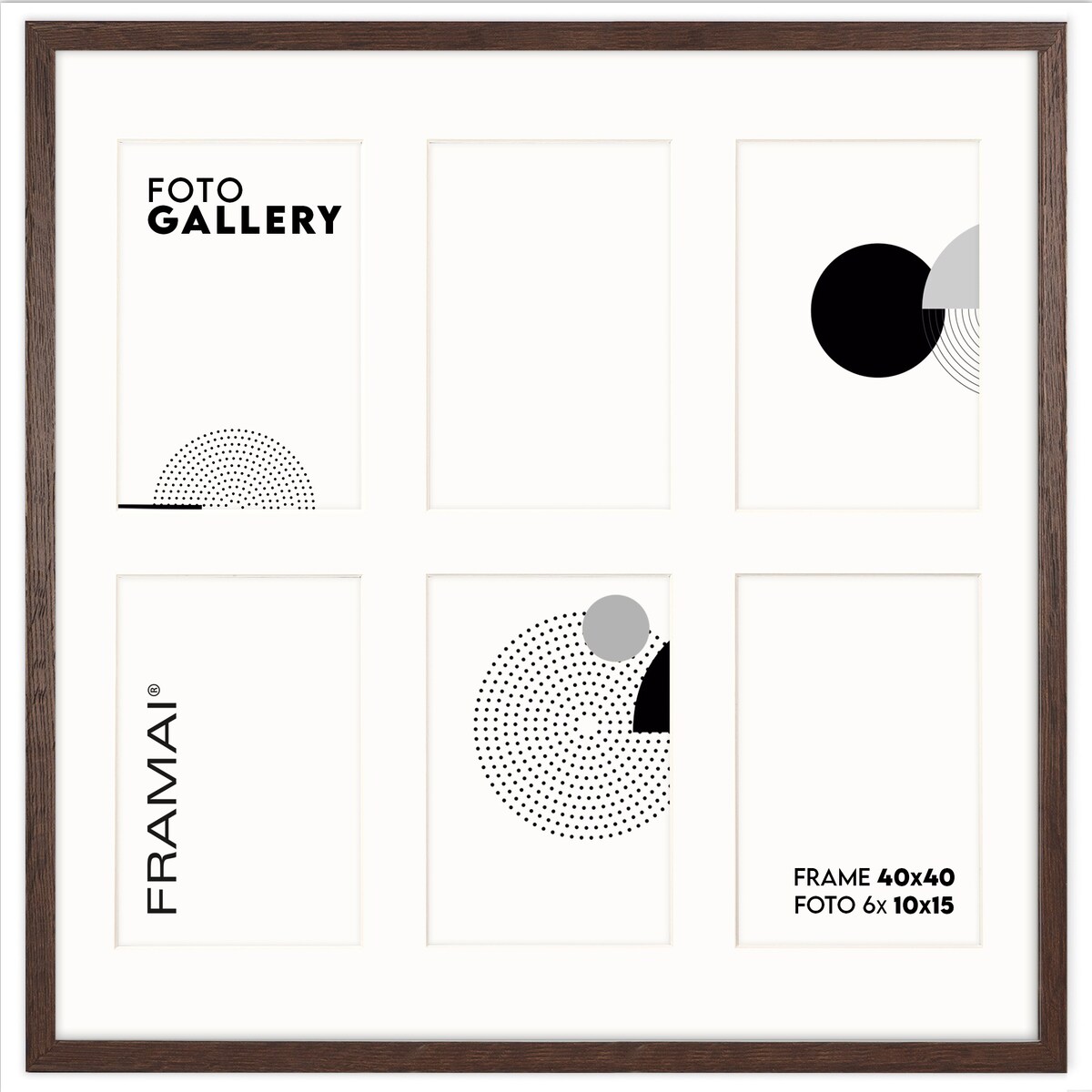 Ramka na zdjęcia 6x 10x15 cm brązowa galeria zdjęć multirama collage 40x40 cm FRAMAI