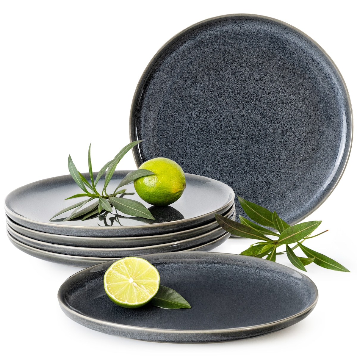 EDA Talerz obiadowy 6 szt., niebieski/szary/beżowy