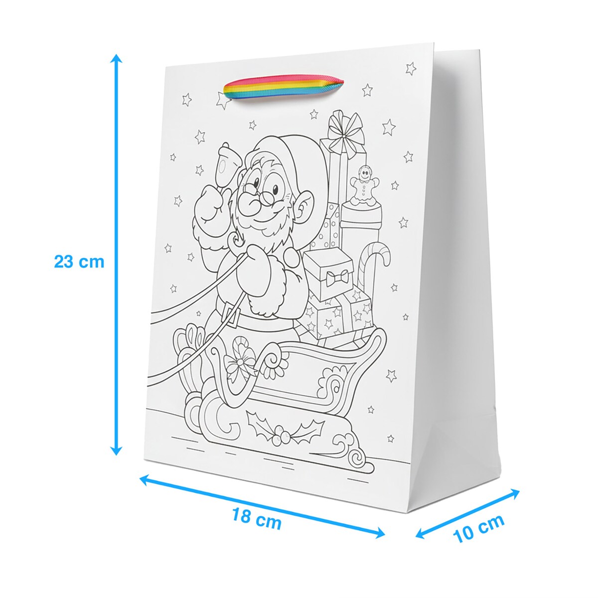 Torebka Prezentowa Na Prezent Do Kolorowania Dla Dzieci 23X18X10 Cm Sanie Mikołaja