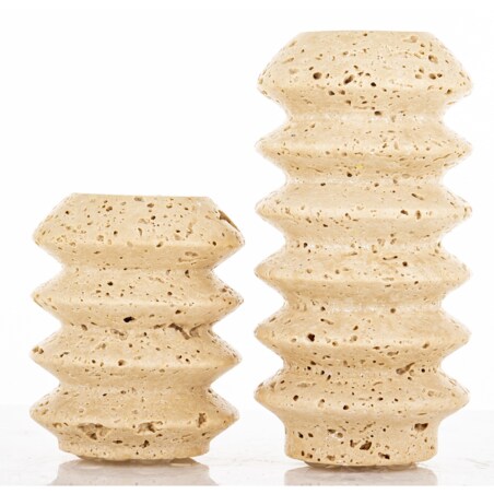 Świecznik komplet 2 szt. 12x6x6 cm TRAWERTYN beżowy